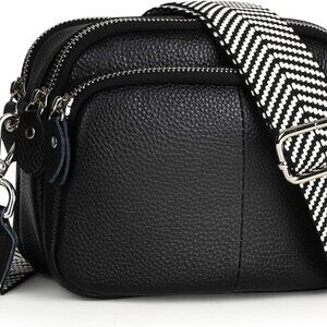 Small Genuine Leather Camera Crossbody Bags for Women Triple Zip Cross Body Purs